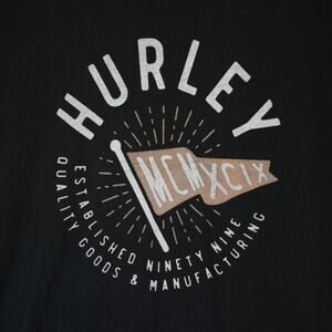 Hurley T-Shirt Mens Large Black Graphic Tee MCMXCIX Skater Surfer Grunge